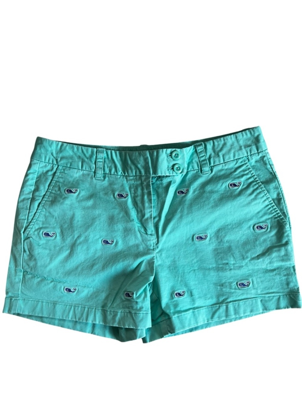 Vineyard Vines Women’s Aqua Embroidered Whale Shorts Size 6